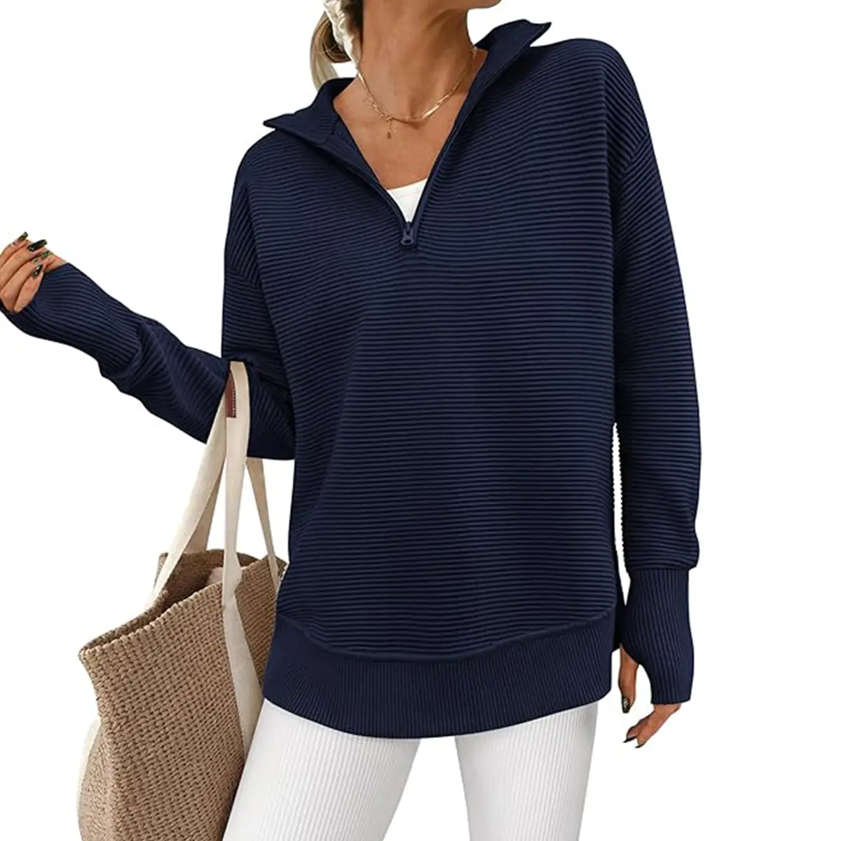 PRETTYGARDEN Women's Cozy Quarter Zip Pullover Sweater