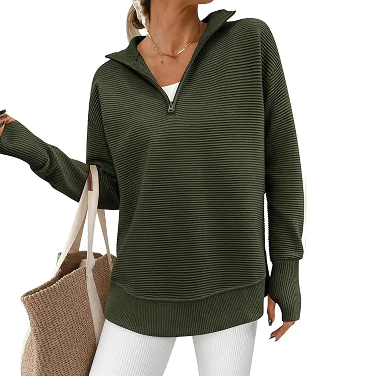 PRETTYGARDEN Women's Cozy Quarter Zip Pullover Sweater