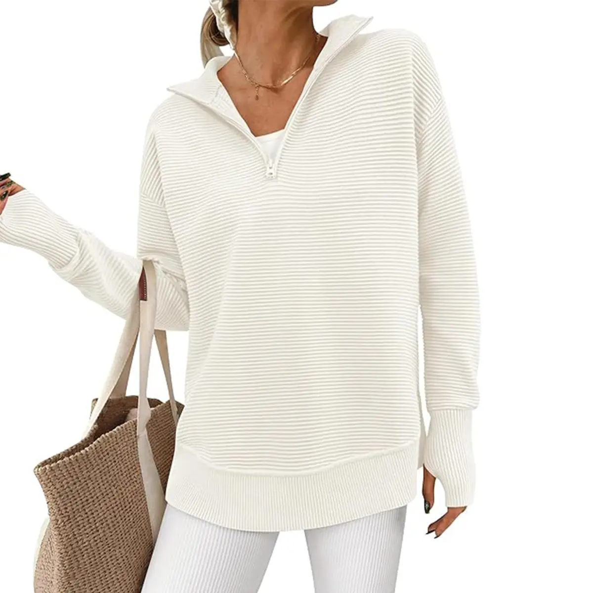 PRETTYGARDEN Women's Cozy Quarter Zip Pullover Sweater