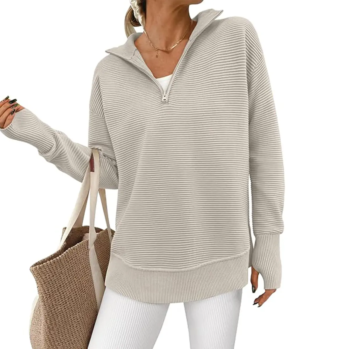 PRETTYGARDEN Women's Cozy Quarter Zip Pullover Sweater