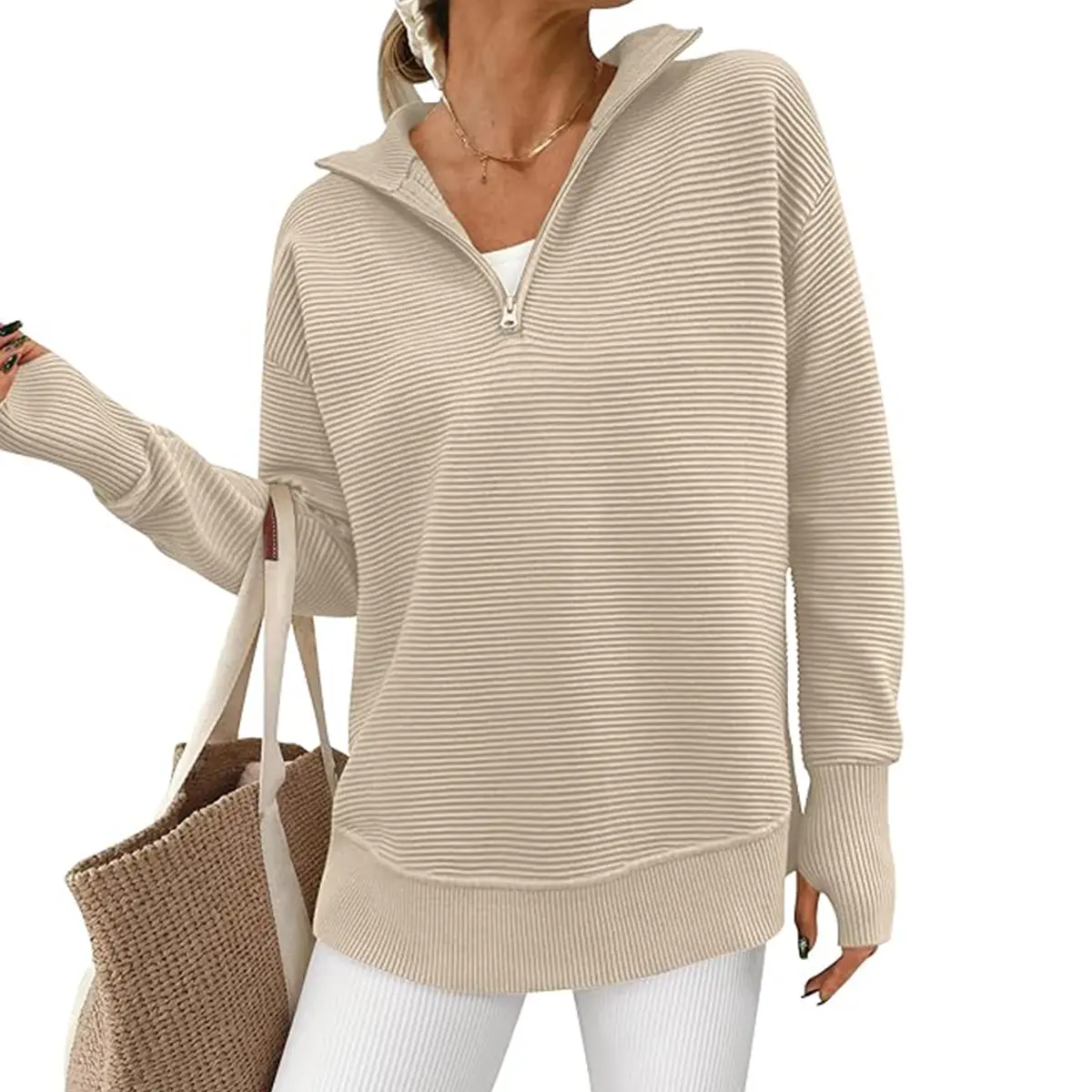 PRETTYGARDEN Women's Cozy Quarter Zip Pullover Sweater