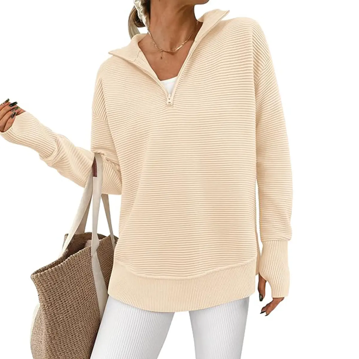 PRETTYGARDEN Women's Cozy Quarter Zip Pullover Sweater