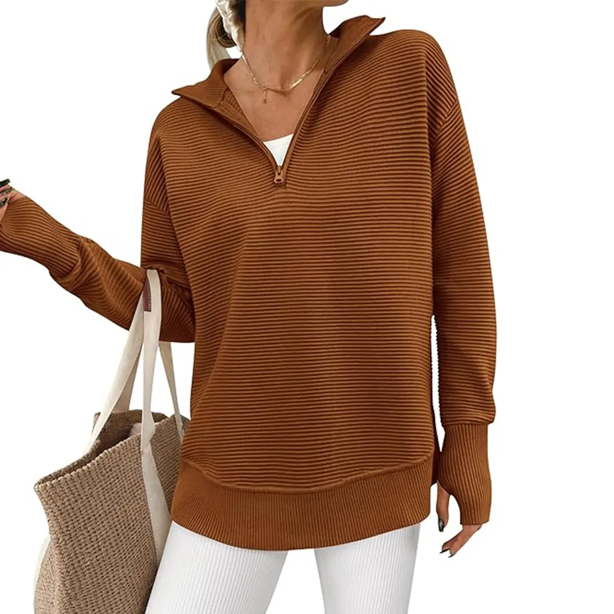 PRETTYGARDEN Women's Cozy Quarter Zip Pullover Sweater