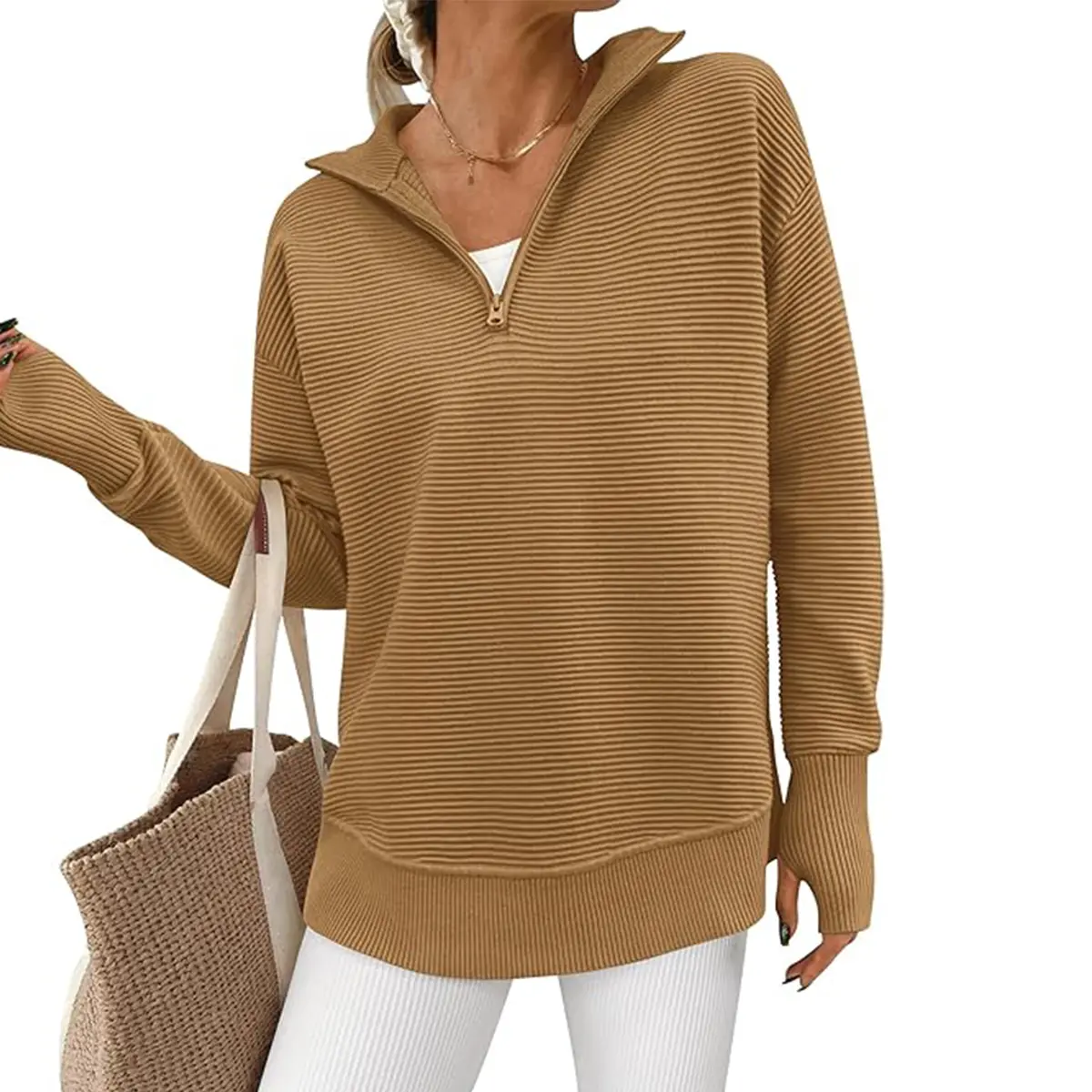 PRETTYGARDEN Women's Cozy Quarter Zip Pullover Sweater