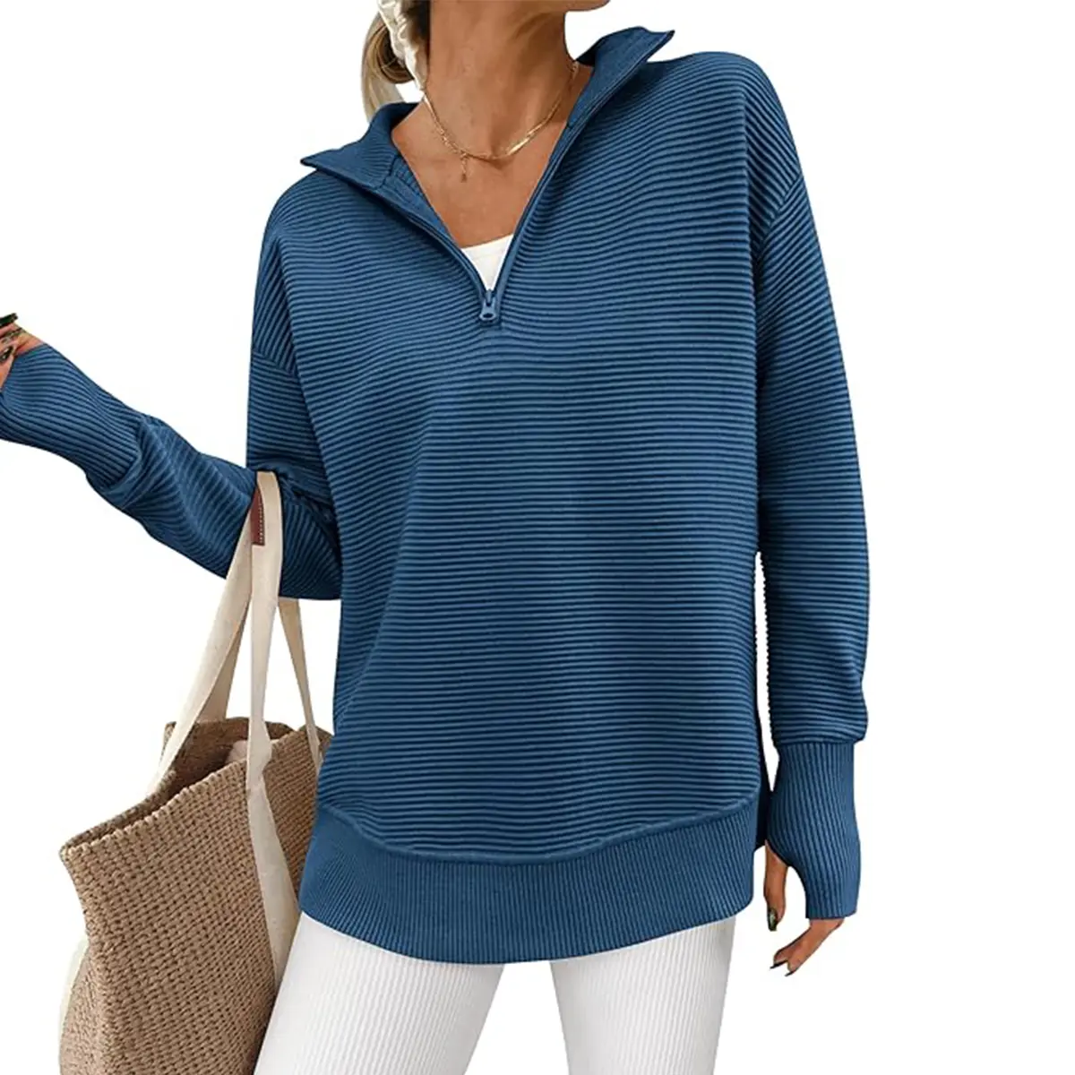 PRETTYGARDEN Women's Cozy Quarter Zip Pullover Sweater