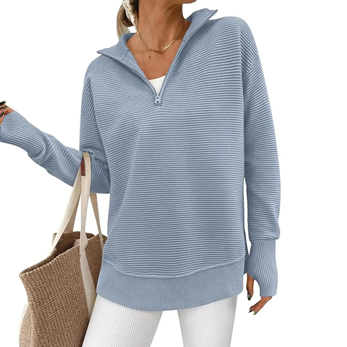 PRETTYGARDEN Women's Cozy Quarter Zip Pullover Sweater