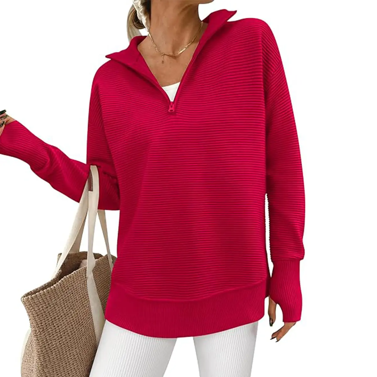 PRETTYGARDEN Women's Cozy Quarter Zip Pullover Sweater