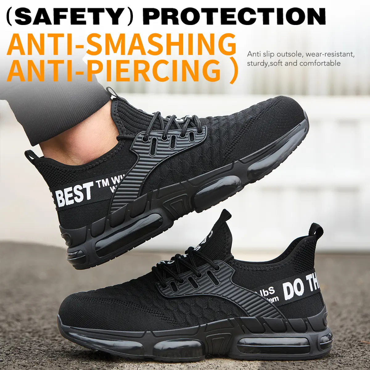 Men's Lightweight Steel Toe Safety Work Shoes