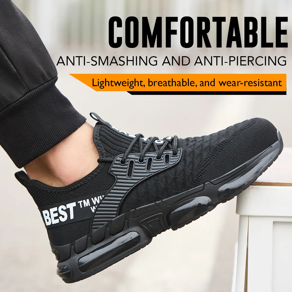 Men's Lightweight Steel Toe Safety Work Shoes