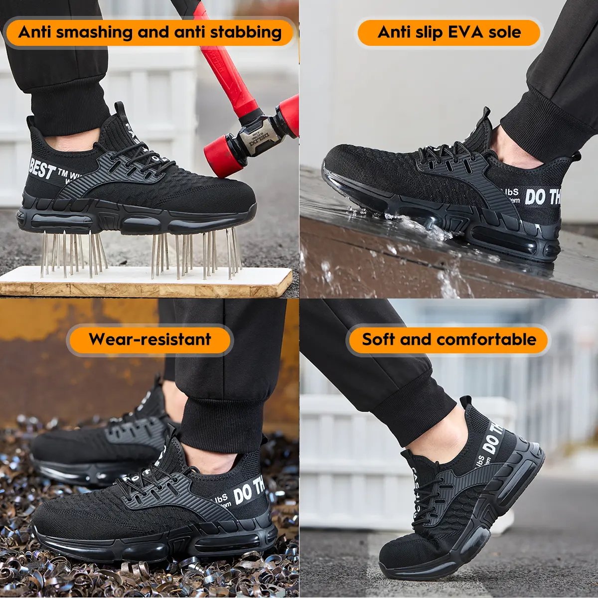 Men's Lightweight Steel Toe Safety Work Shoes