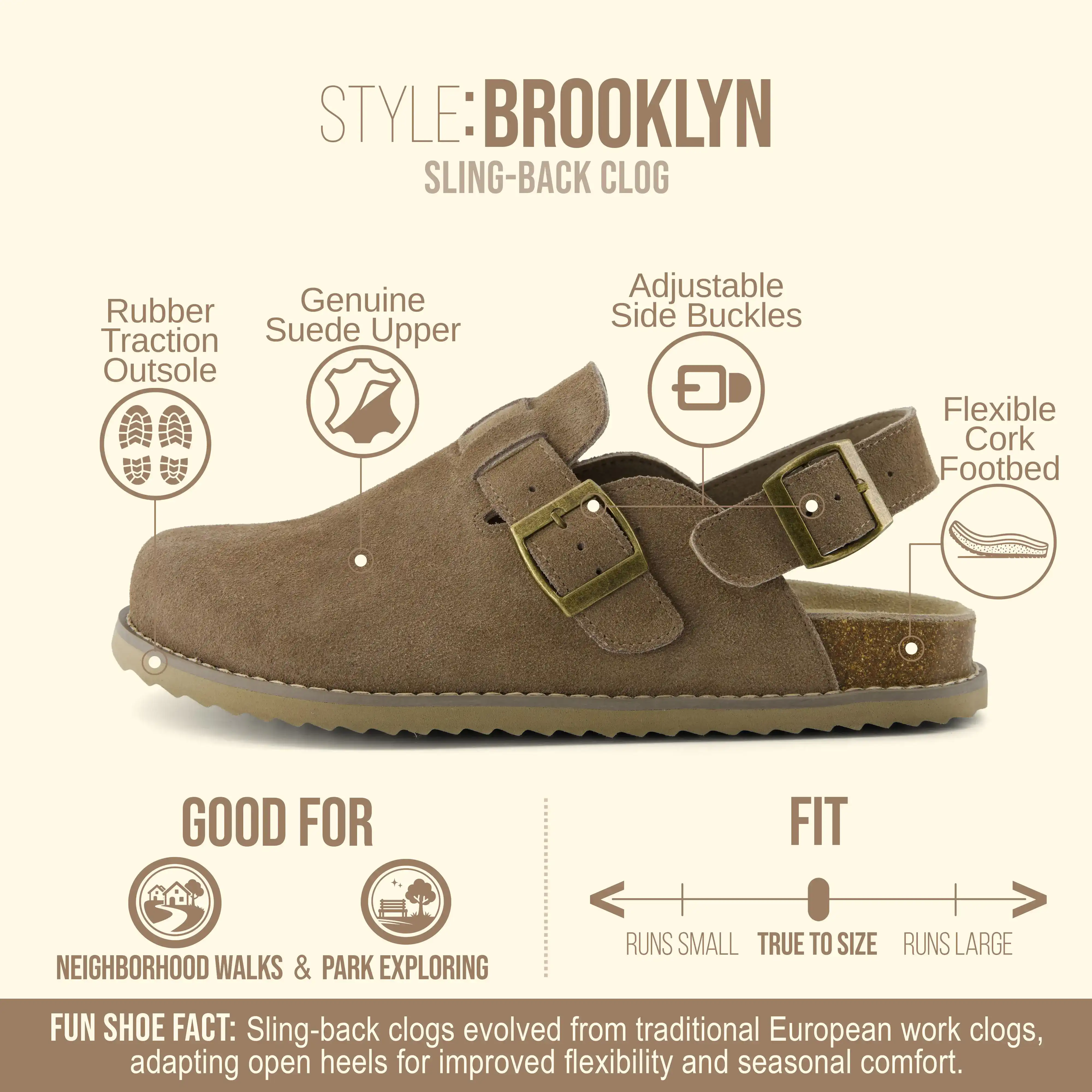 Women's Genuine Suede Slingback Clogs with Memory Foam