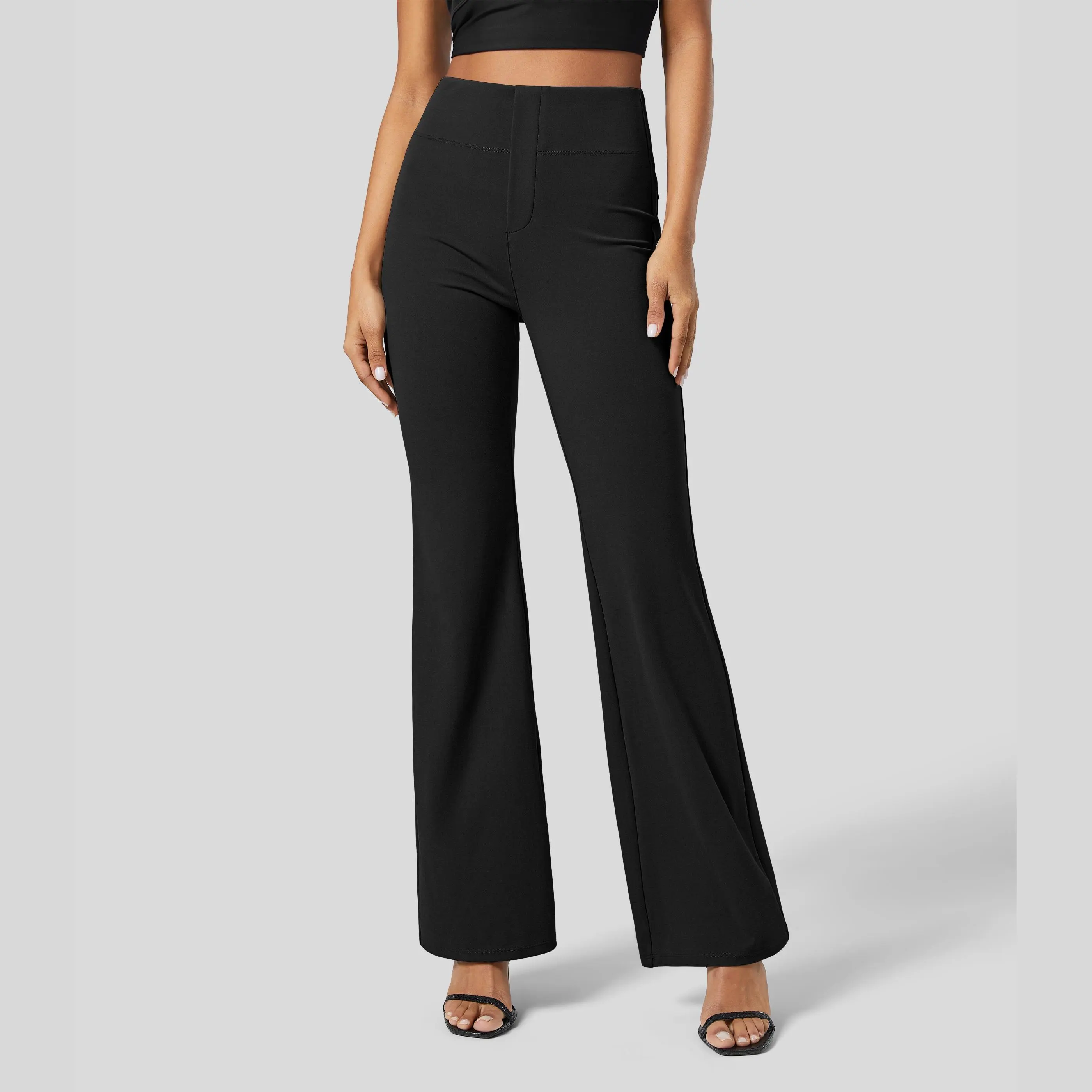 Women's Flex High Waisted Back Side Pocket Slight Flare Work Pants