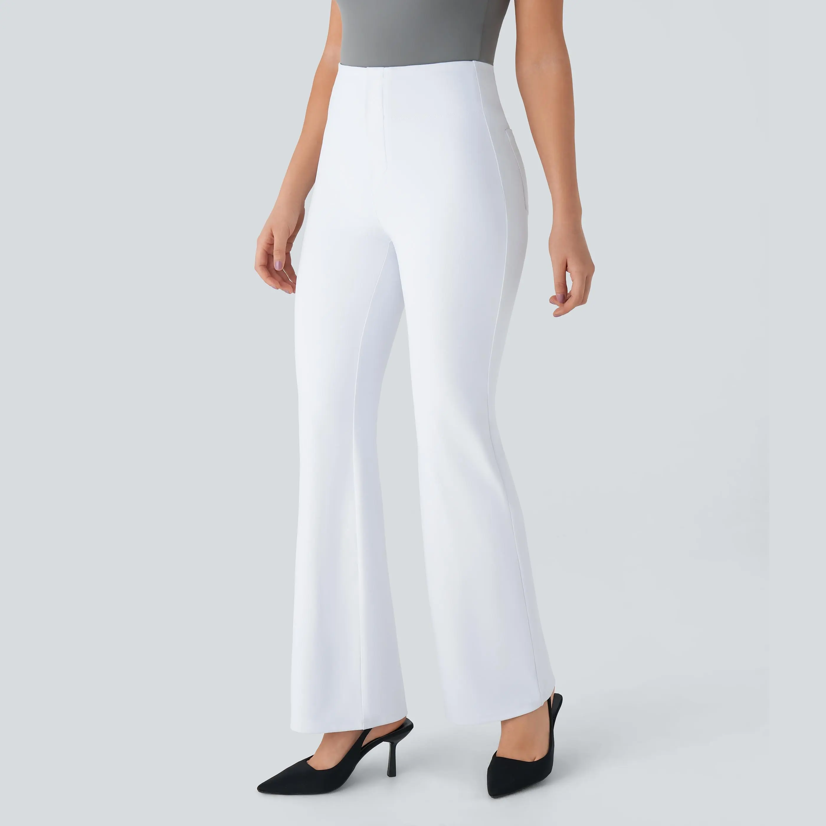 Women's Flex High Waisted Back Side Pocket Slight Flare Work Pants