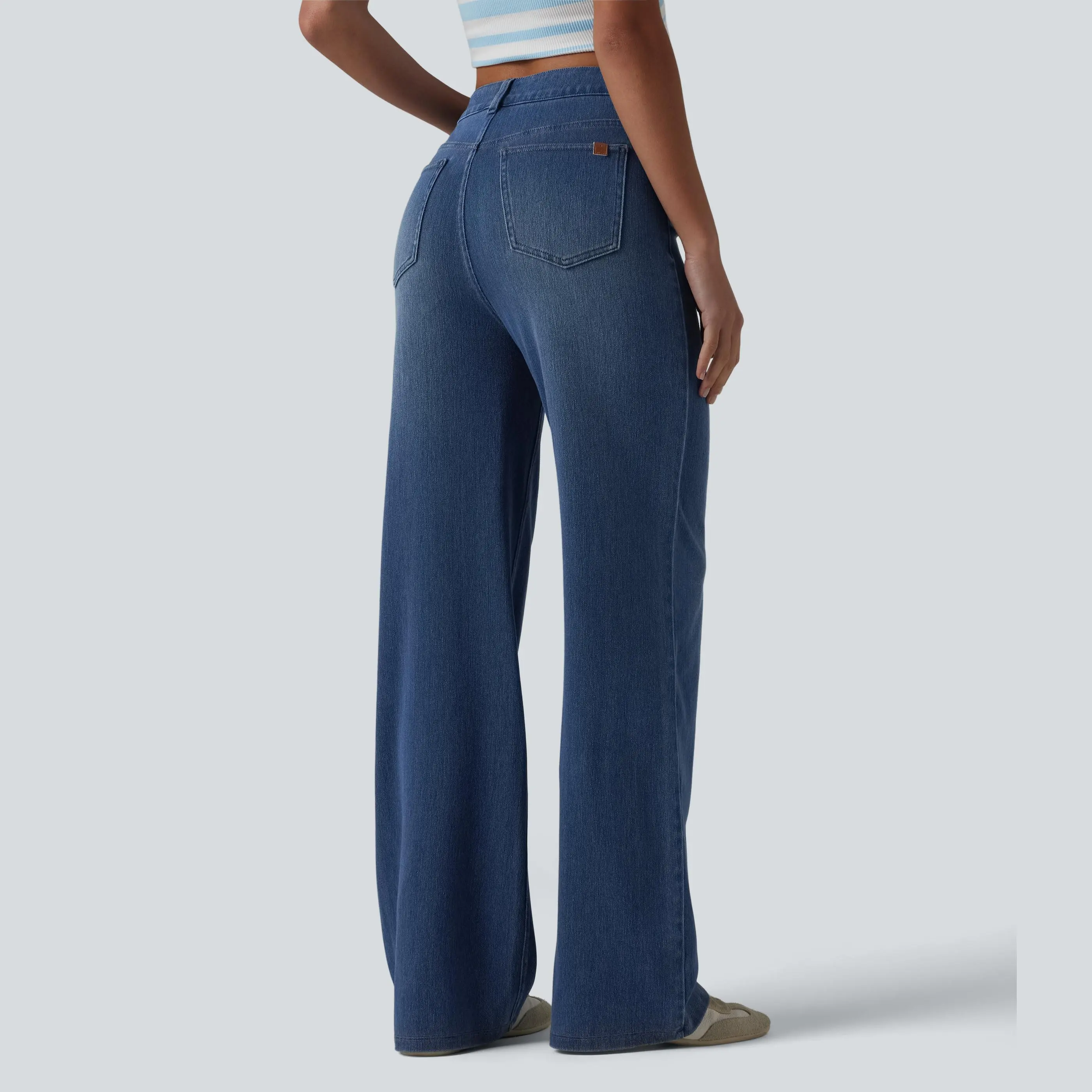 Women's Flex High Waisted Sculpted Lift Design Straight Leg Casual Jeans with Pockets