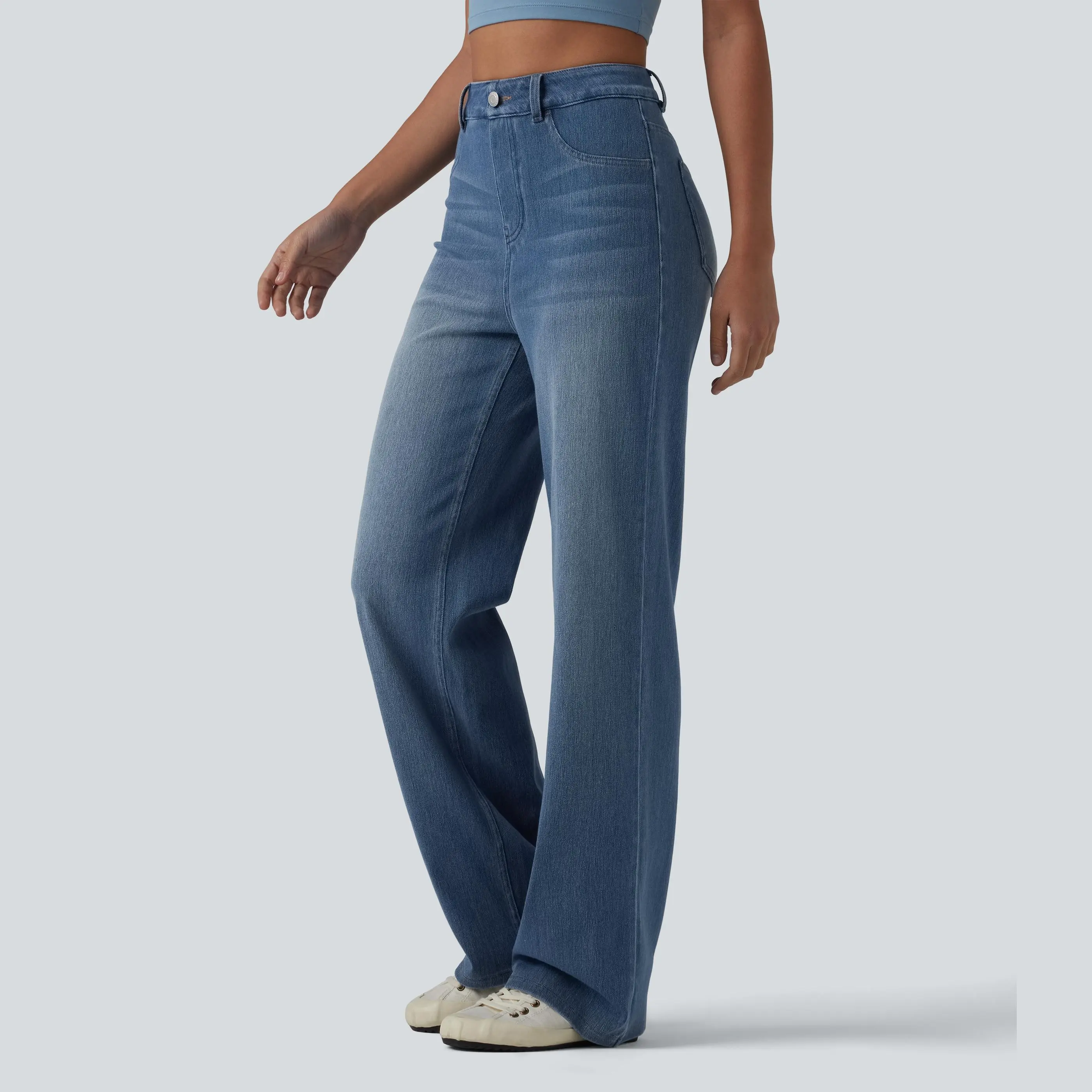 Women's Flex High Waisted Sculpted Lift Design Straight Leg Casual Jeans with Pockets