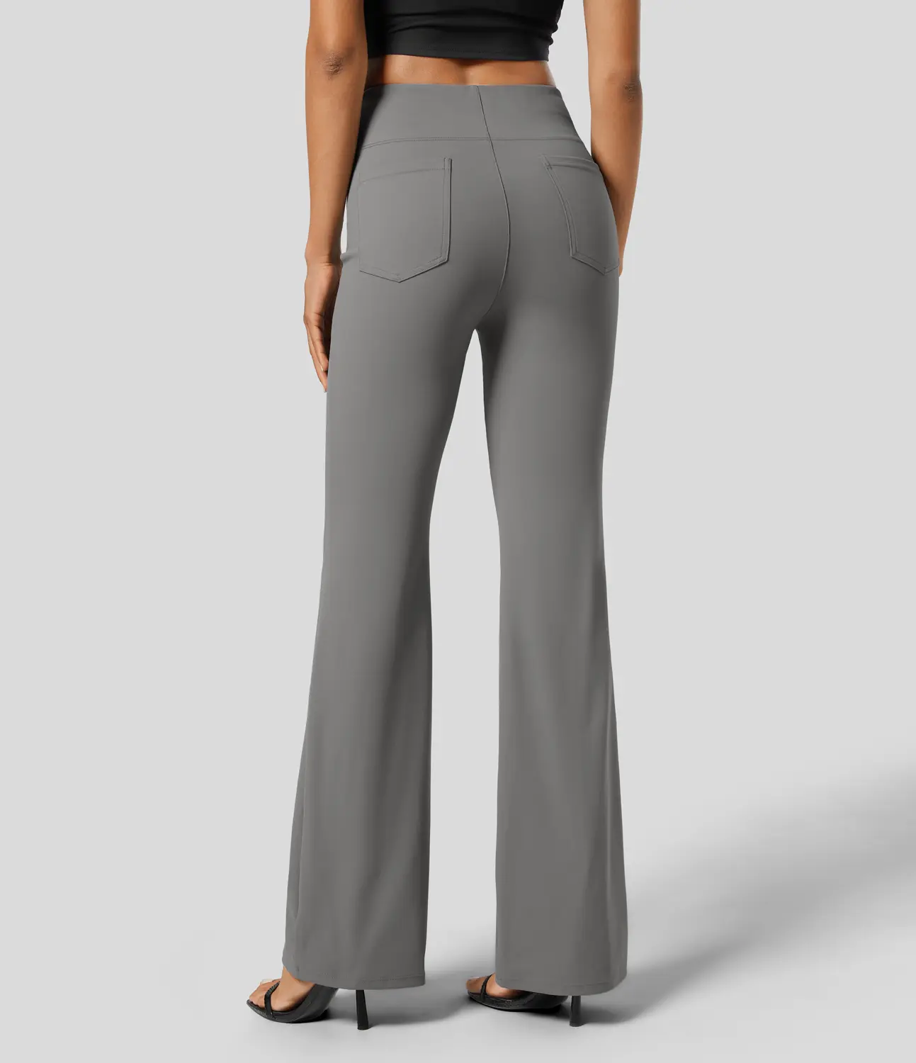 Women's Flex High Waisted Back Side Pocket Slight Flare Work Pants