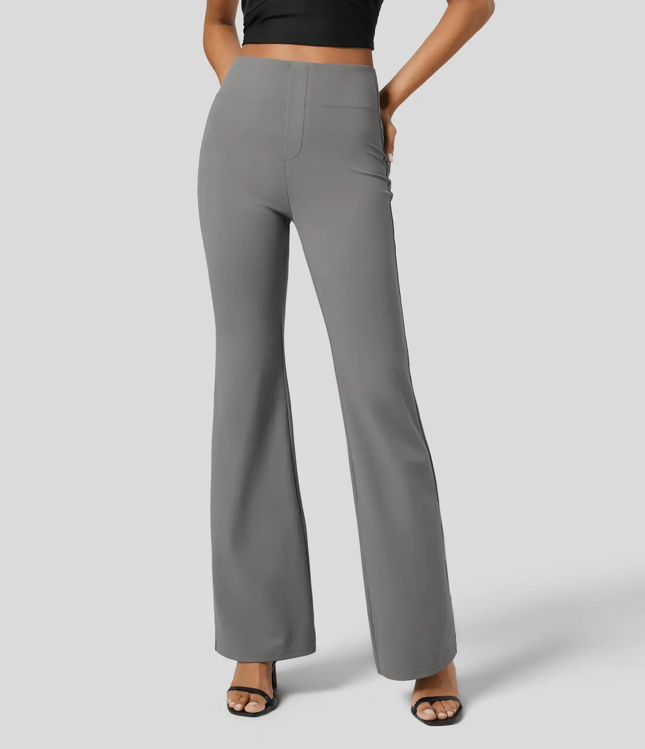 Women's Flex High Waisted Back Side Pocket Slight Flare Work Pants