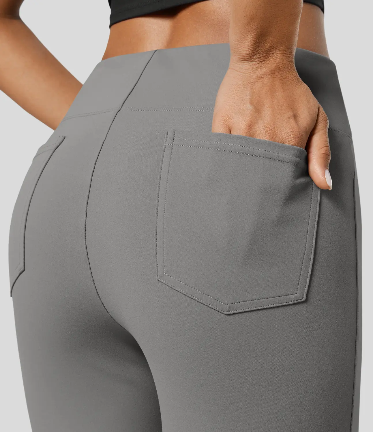 Women's Flex High Waisted Back Side Pocket Slight Flare Work Pants