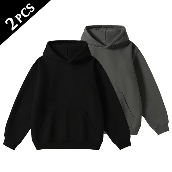 Men's Cotton Blend Hoodie Long Sleeve Pullover Black Beige Casual Wear