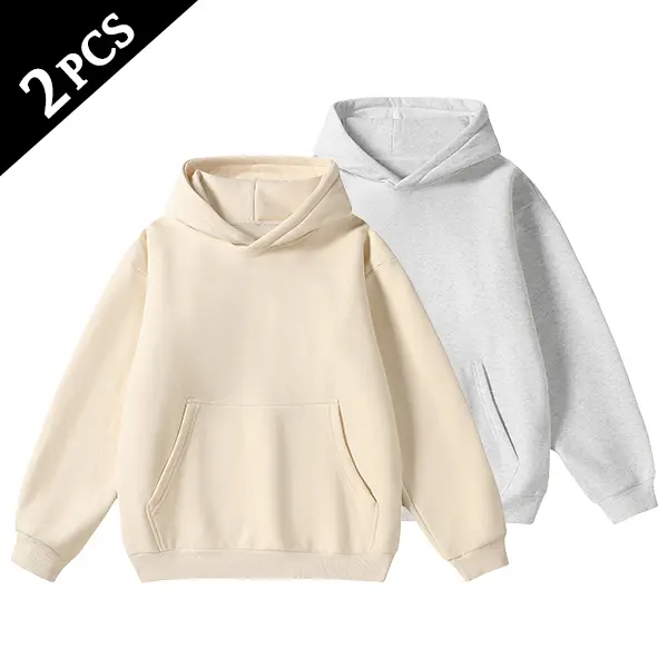 Men's Cotton Blend Hoodie Long Sleeve Pullover Black Beige Casual Wear