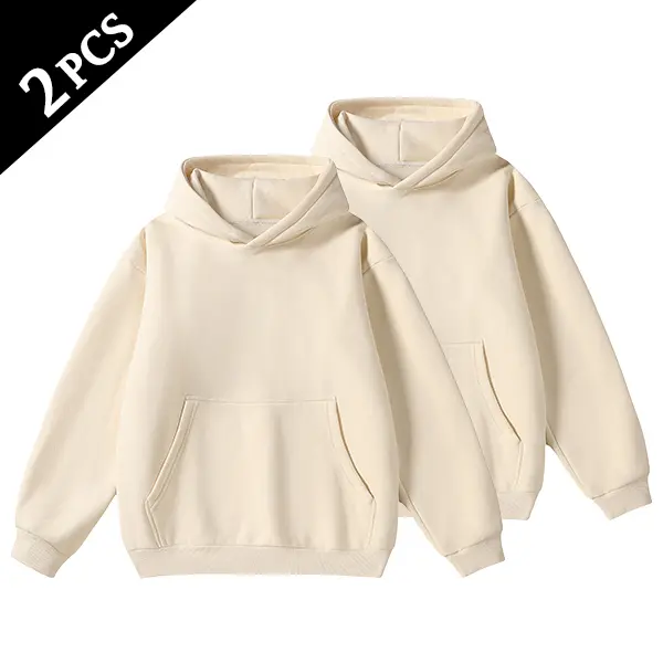 Men's Cotton Blend Hoodie Long Sleeve Pullover Black Beige Casual Wear