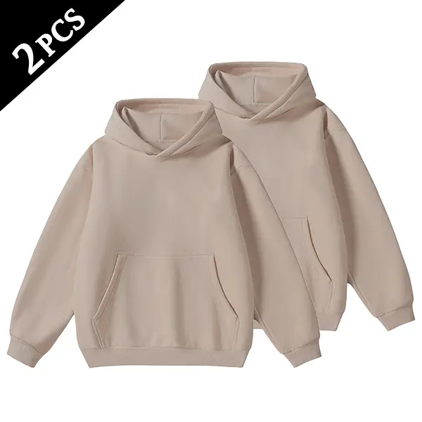Men's Cotton Blend Hoodie Long Sleeve Pullover Black Beige Casual Wear