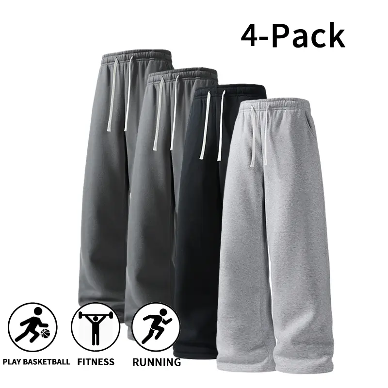 Ultra-Soft Wide-Leg Sweatpants 4-Pack for Men