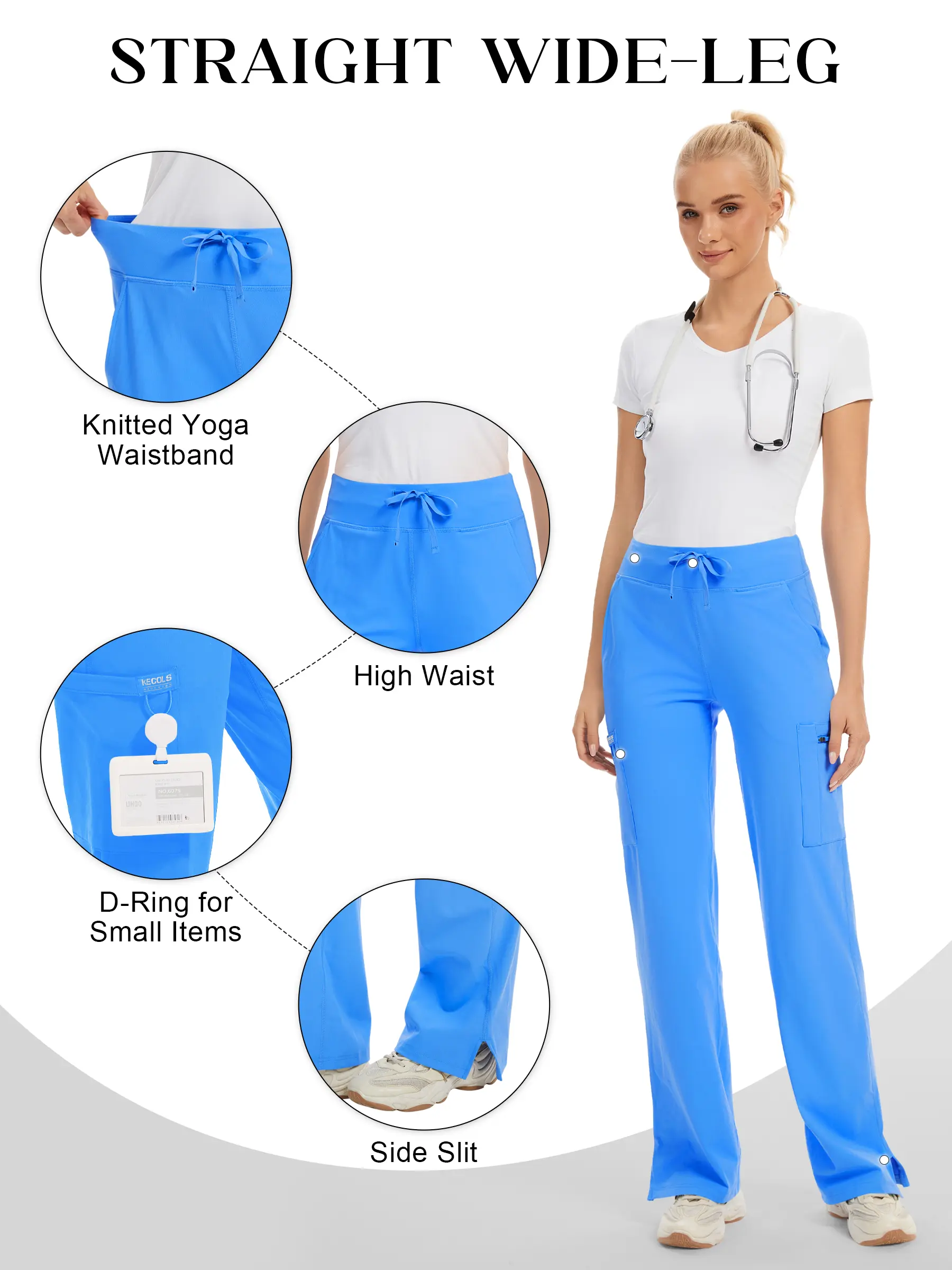 Women's 4-Way Stretch V-Neck Scrub Top & High-Rise Yoga Scrub Pants Set