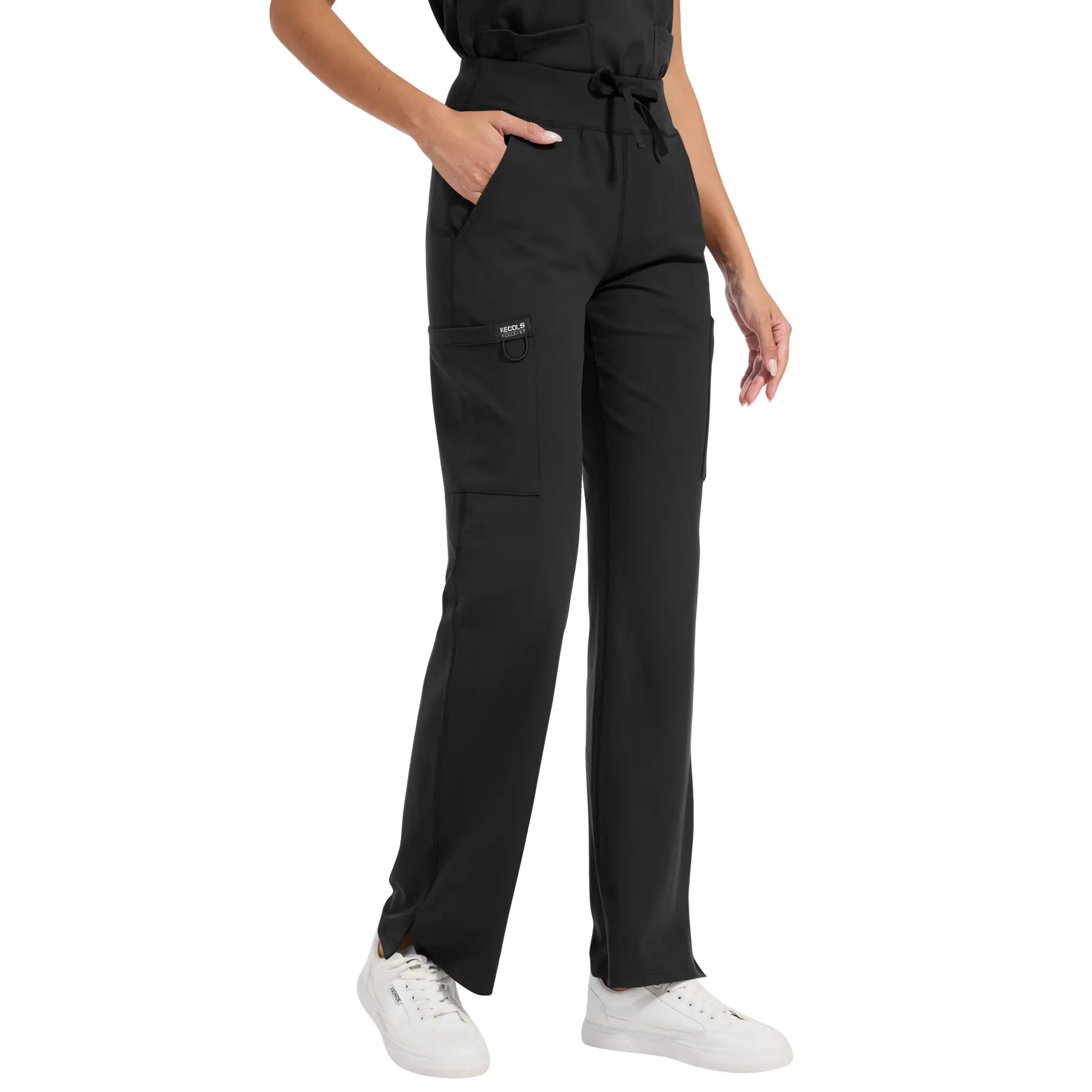 Women's 4-Way Stretch V-Neck Scrub Top & High-Rise Yoga Scrub Pants Set