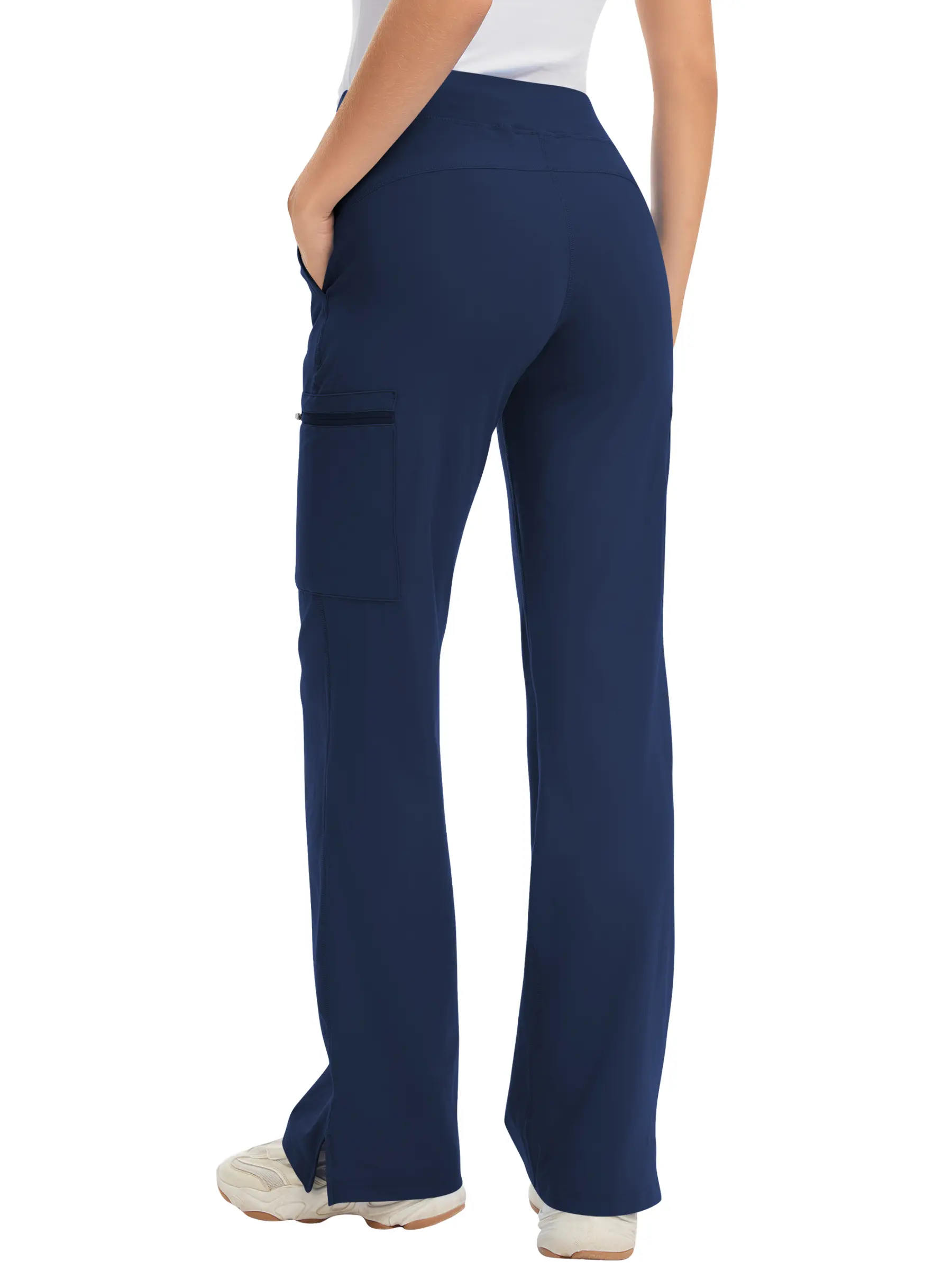 Women's 4-Way Stretch V-Neck Scrub Top & High-Rise Yoga Scrub Pants Set