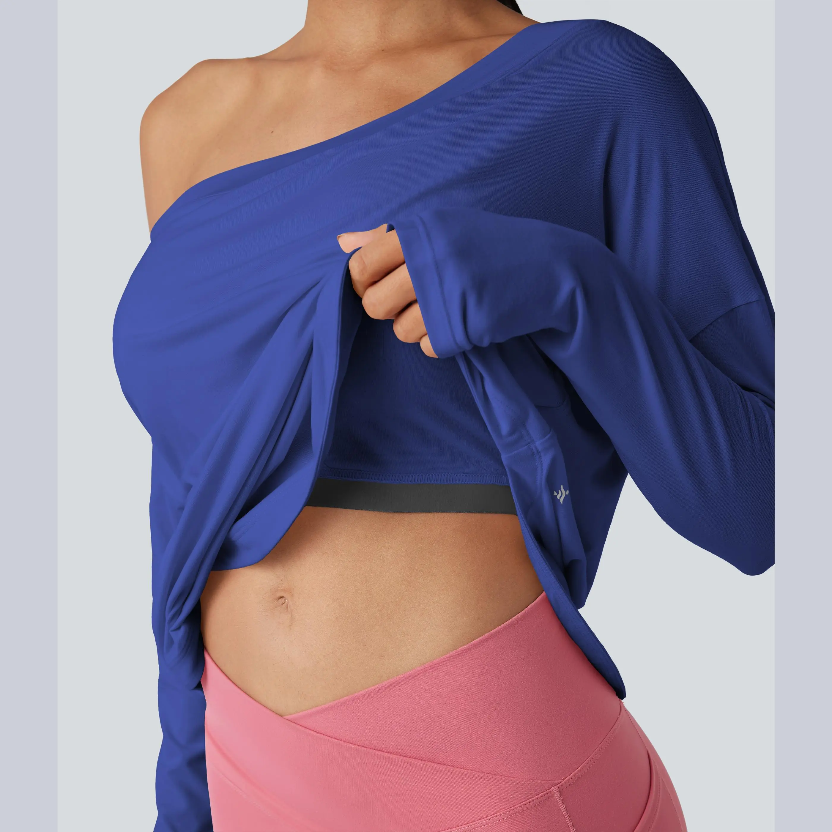 Women's One-Shoulder Quick-Dry Yoga Top with Built-In Bra