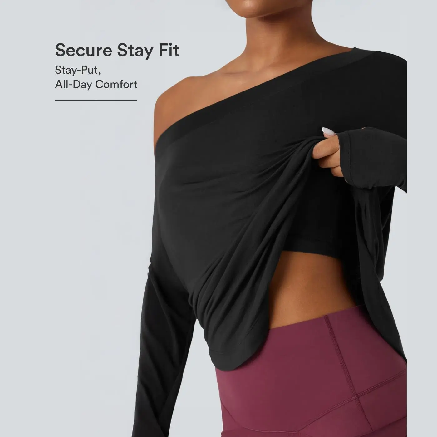 Women's One-Shoulder Quick-Dry Yoga Top with Built-In Bra