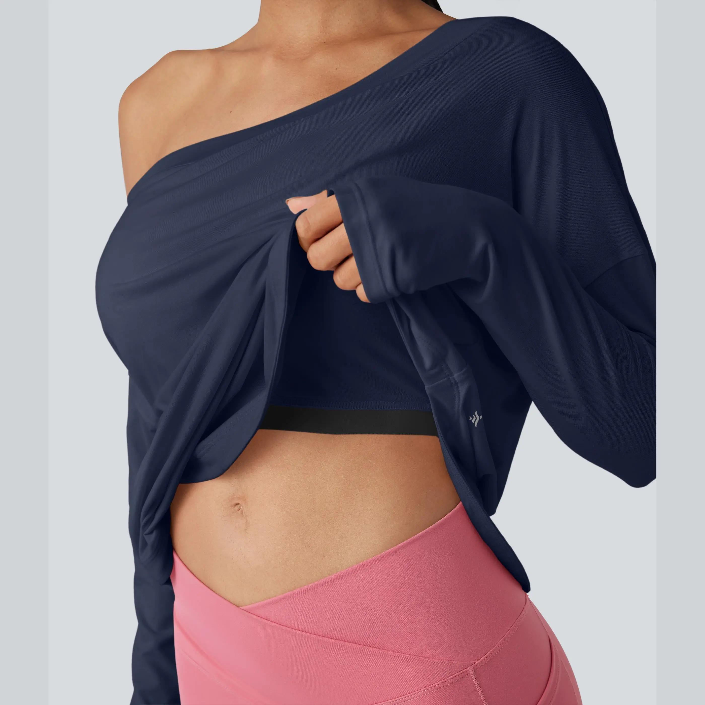 Women's One-Shoulder Quick-Dry Yoga Top with Built-In Bra