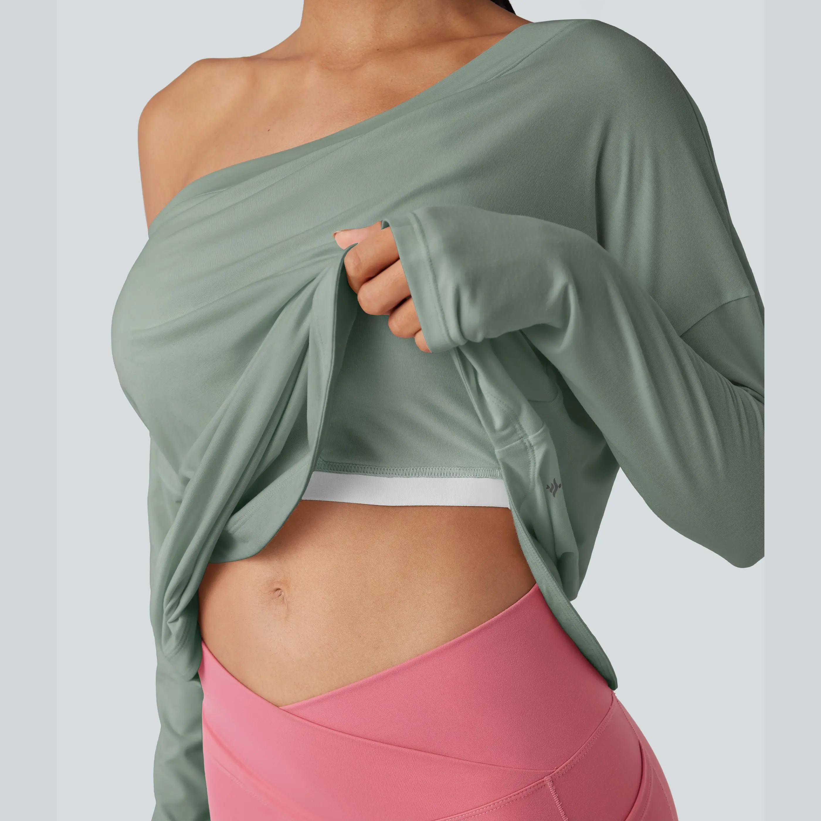 Women's One-Shoulder Quick-Dry Yoga Top with Built-In Bra