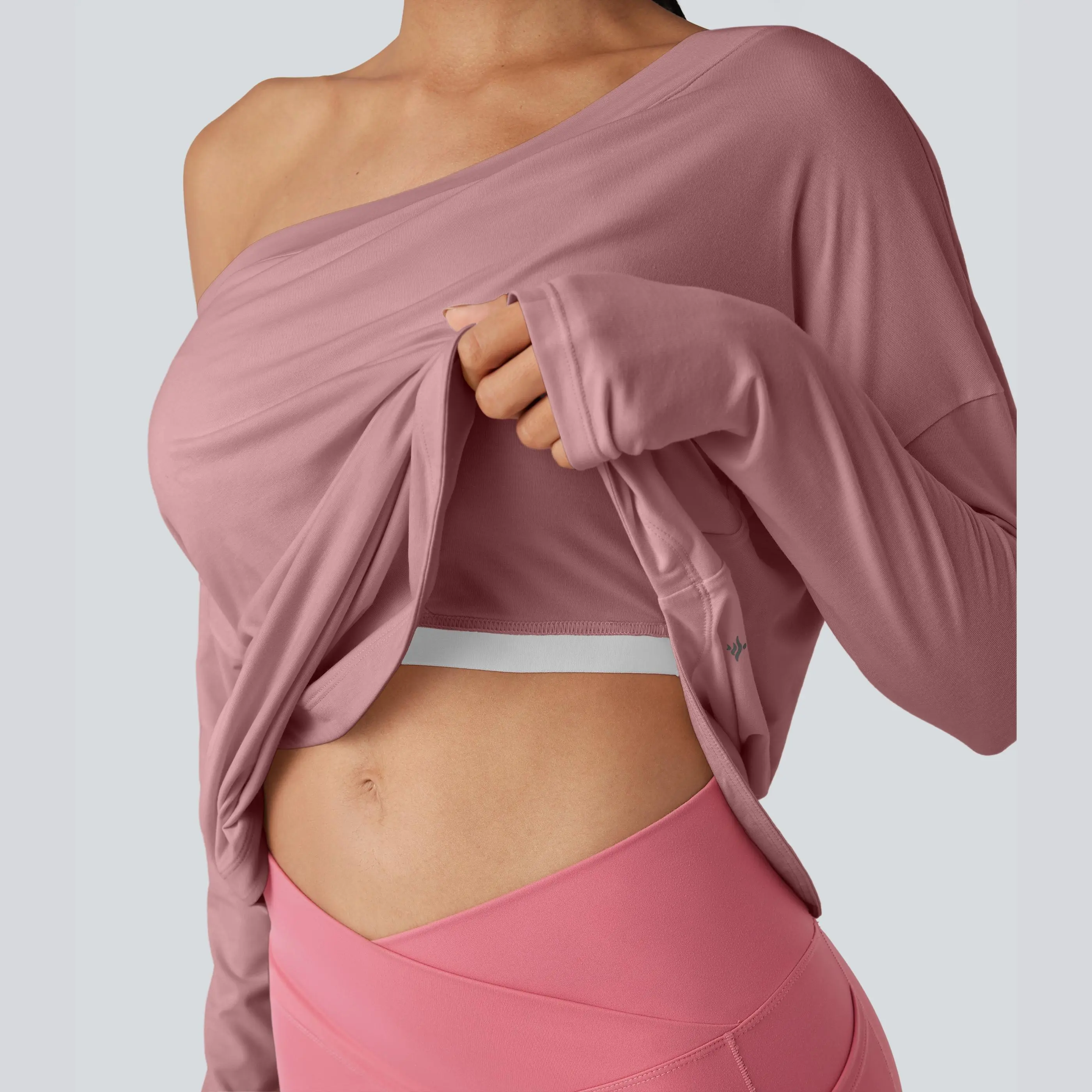 Women's One-Shoulder Quick-Dry Yoga Top with Built-In Bra