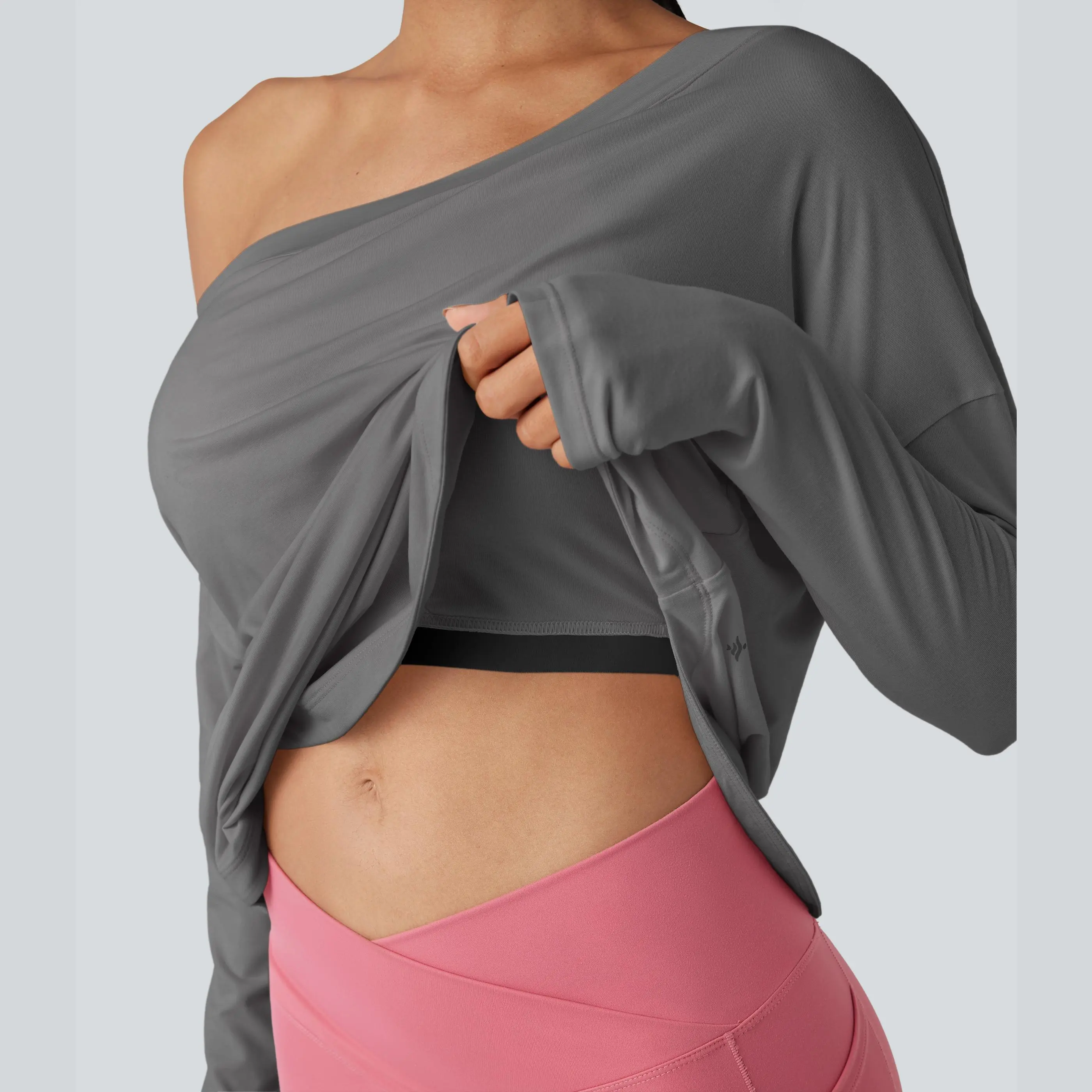 Women's One-Shoulder Quick-Dry Yoga Top with Built-In Bra