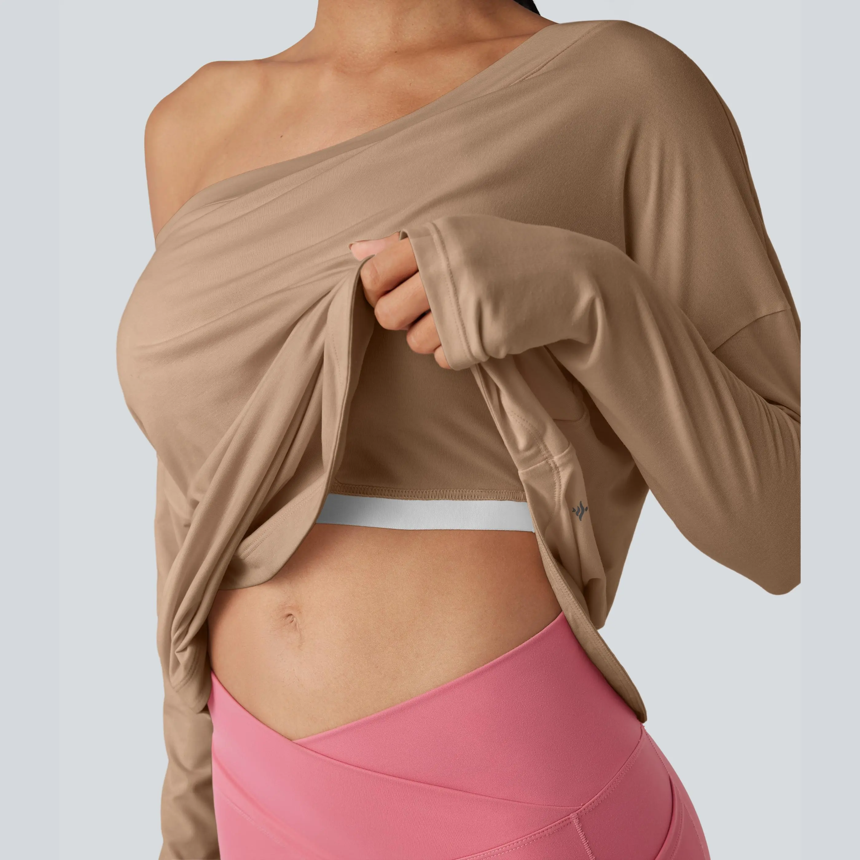 Women's One-Shoulder Quick-Dry Yoga Top with Built-In Bra