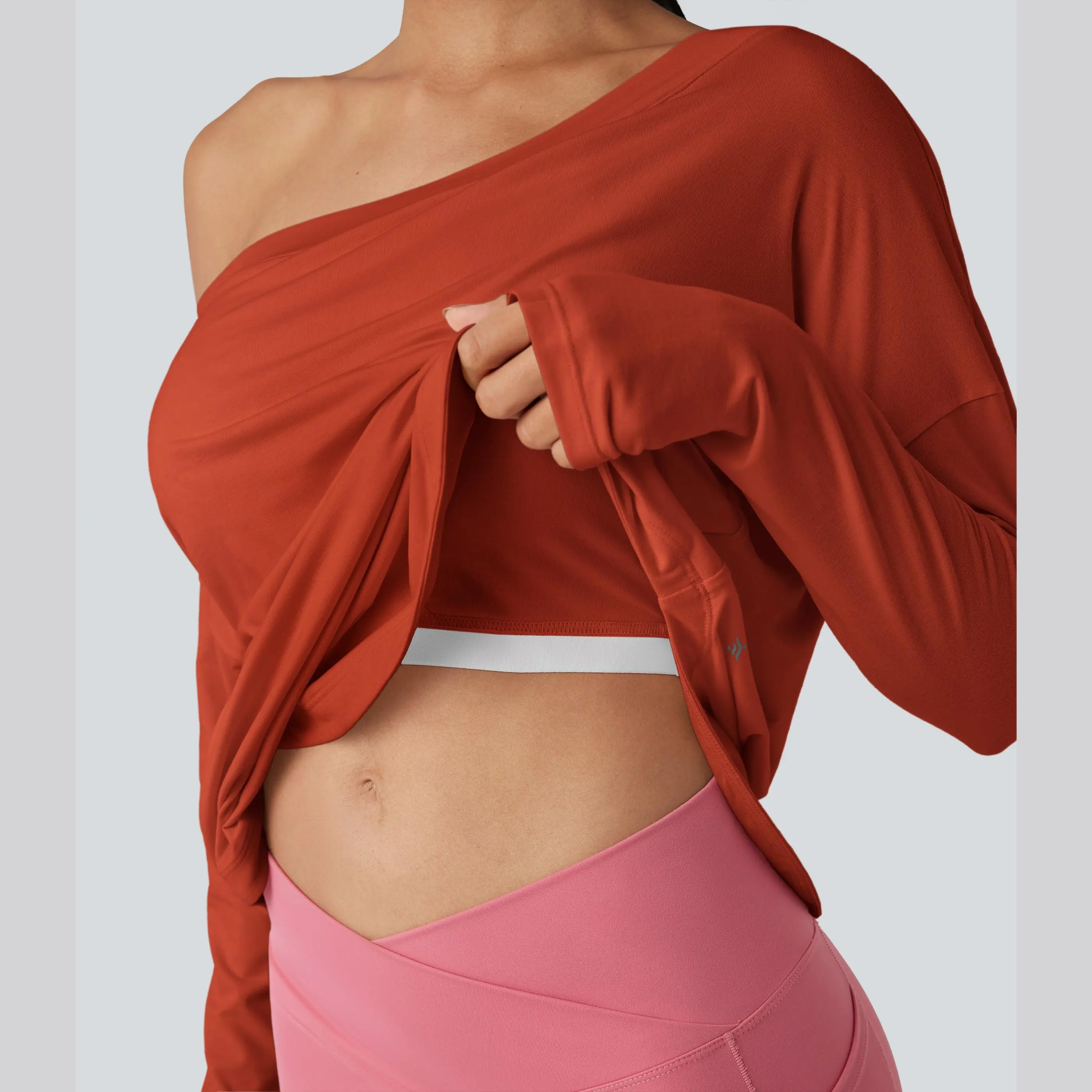Women's One-Shoulder Quick-Dry Yoga Top with Built-In Bra