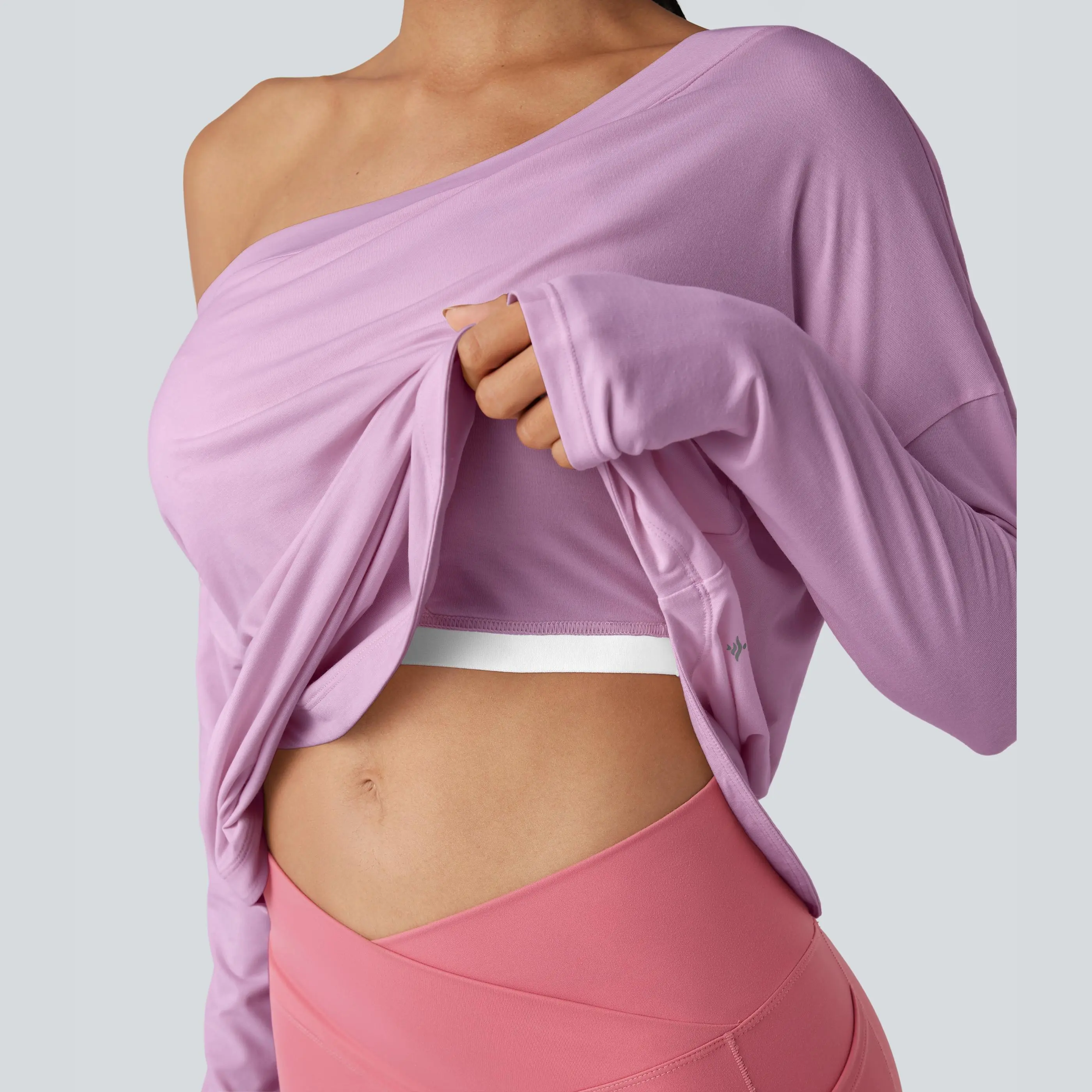 Women's One-Shoulder Quick-Dry Yoga Top with Built-In Bra