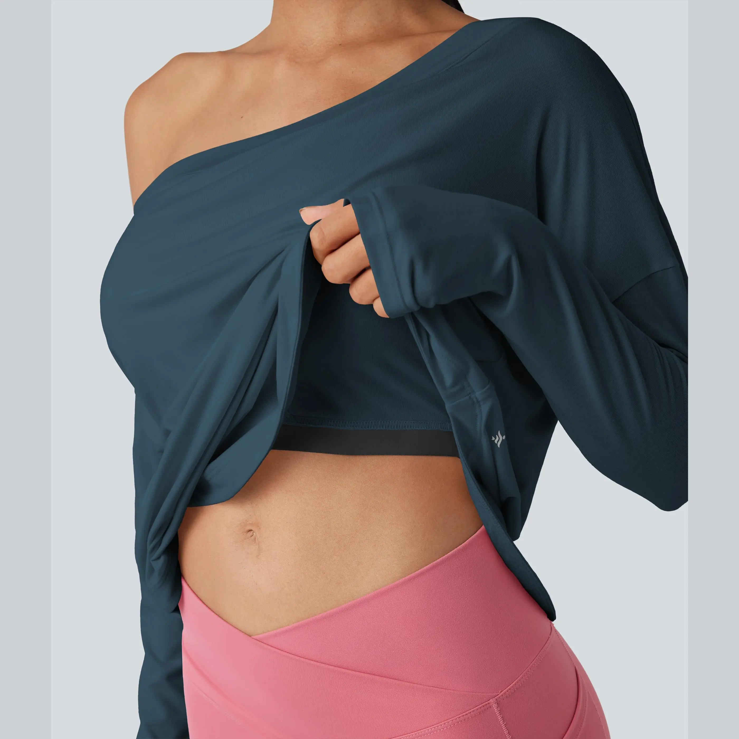 Women's One-Shoulder Quick-Dry Yoga Top with Built-In Bra