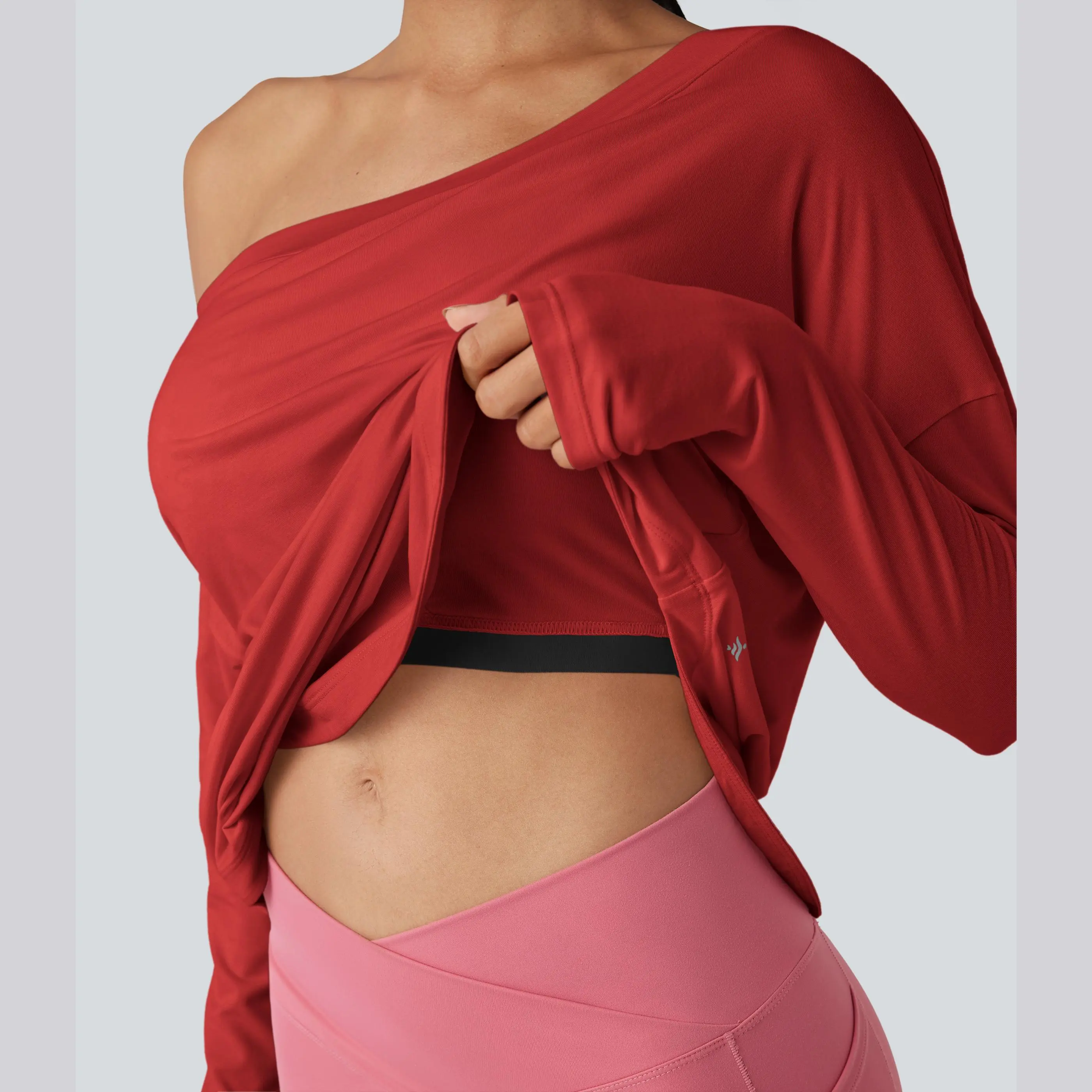 Women's One-Shoulder Quick-Dry Yoga Top with Built-In Bra