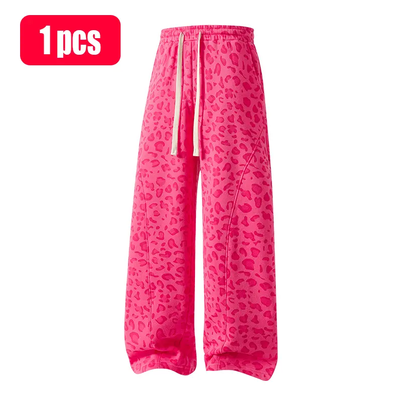 Men's 100% Cotton Leopard Print Loose Fit Sweatpants