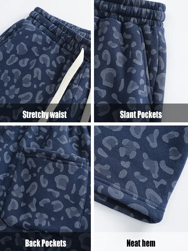 Men's 100% Cotton 2-Piece All-Over Leopard Print Streetwear Set - Loose-Fit Hoodie & Wide-Leg Pants
