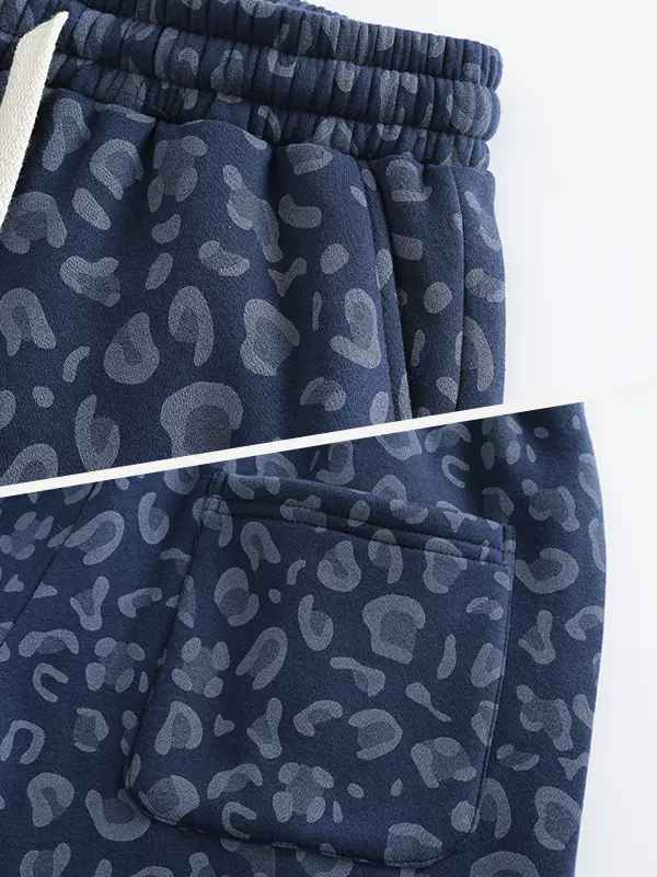 Men's 100% Cotton Leopard Print Loose Fit Sweatpants