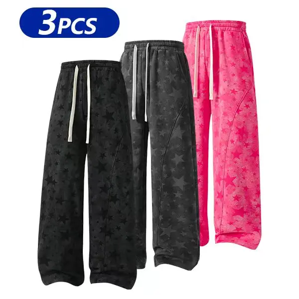 All-Over Star Print Wide-Leg Sweatpants | Cotton-Poly