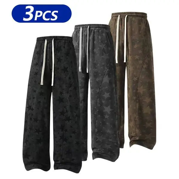 All-Over Star Print Wide-Leg Sweatpants | Cotton-Poly