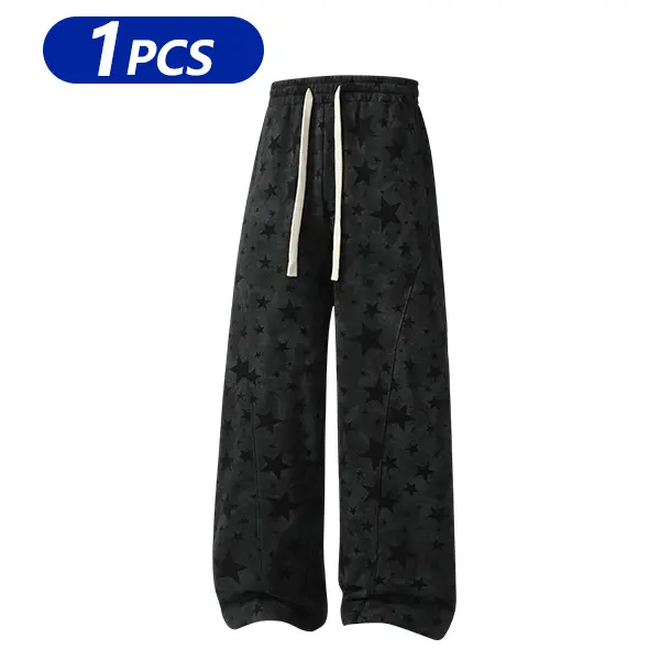 All-Over Star Print Wide-Leg Sweatpants | Cotton-Poly