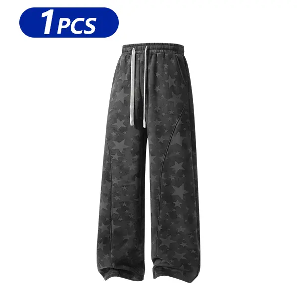 All-Over Star Print Wide-Leg Sweatpants | Cotton-Poly