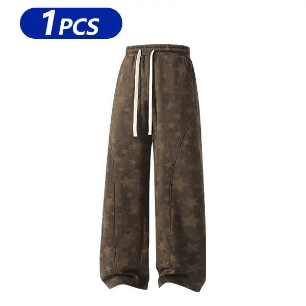 All-Over Star Print Wide-Leg Sweatpants | Cotton-Poly