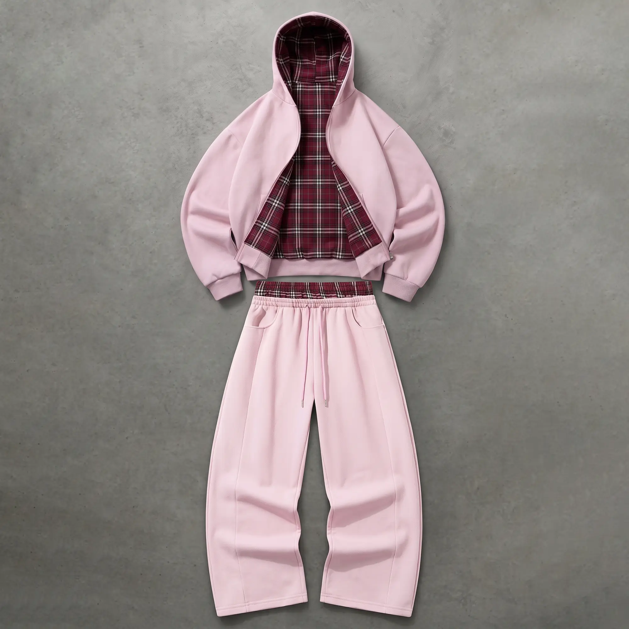 Unisex Cotton Plaid Reversible Hooded Jacket with Pockets